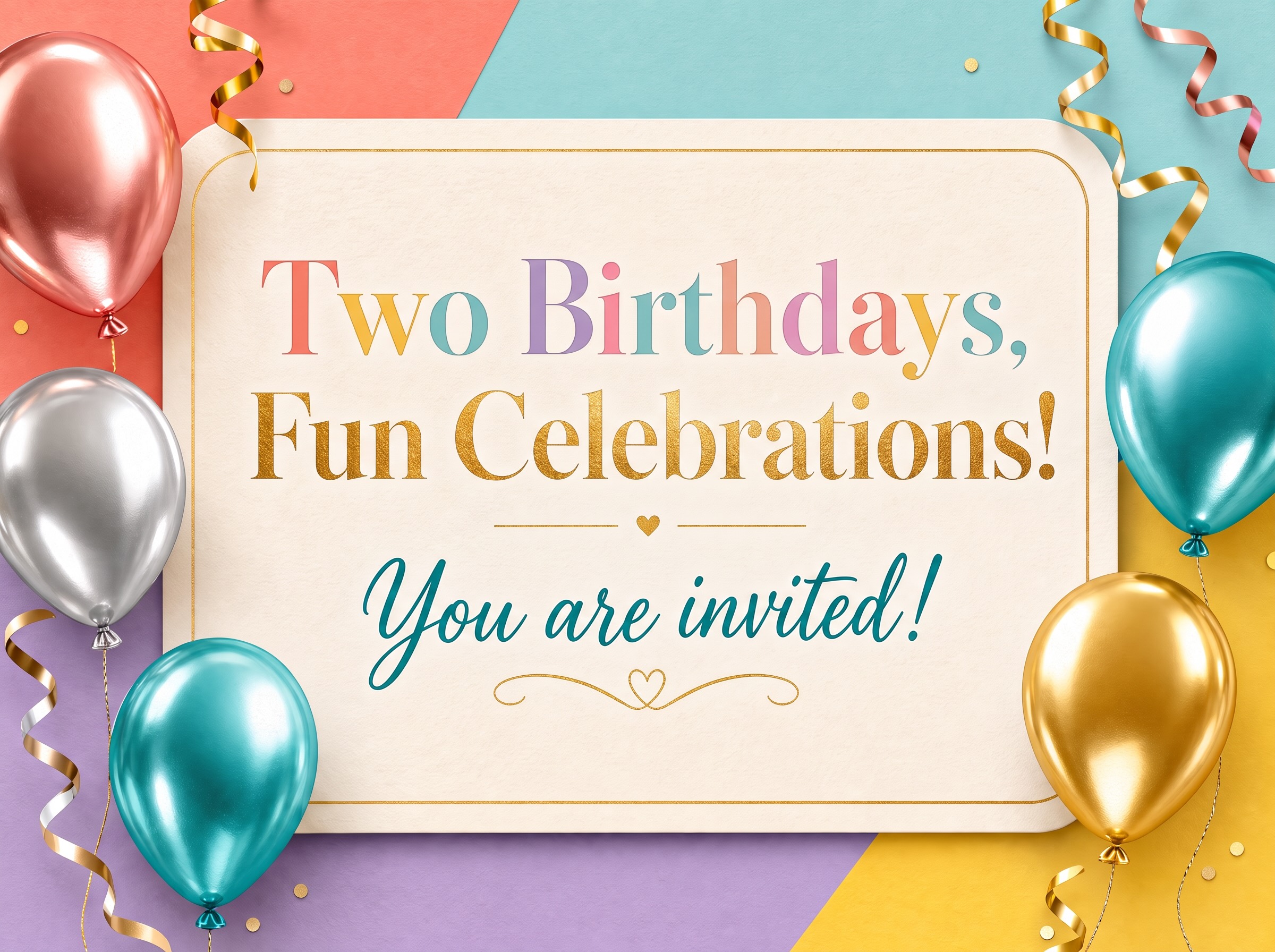 Two Birthdays Fun Celebrations — Joint Birthday, Double Birthday, Balloons
