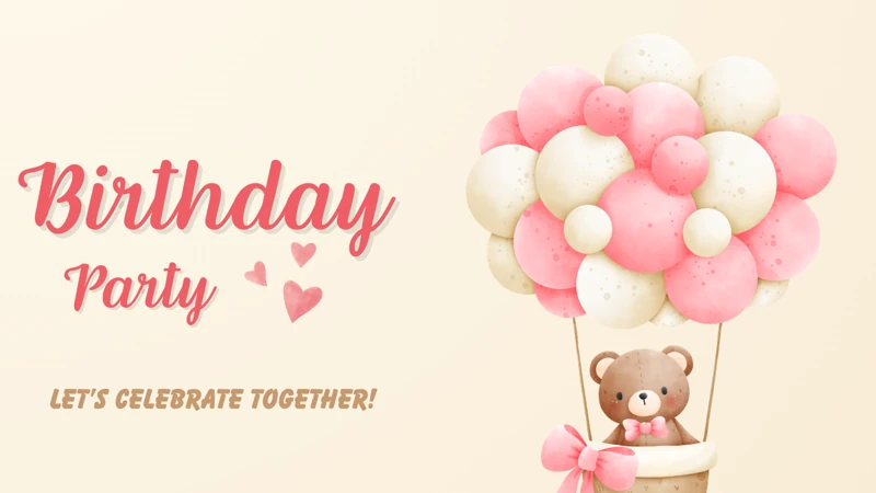 Balloon Bear — Pink, Teddy Bear, Hot Air Balloon