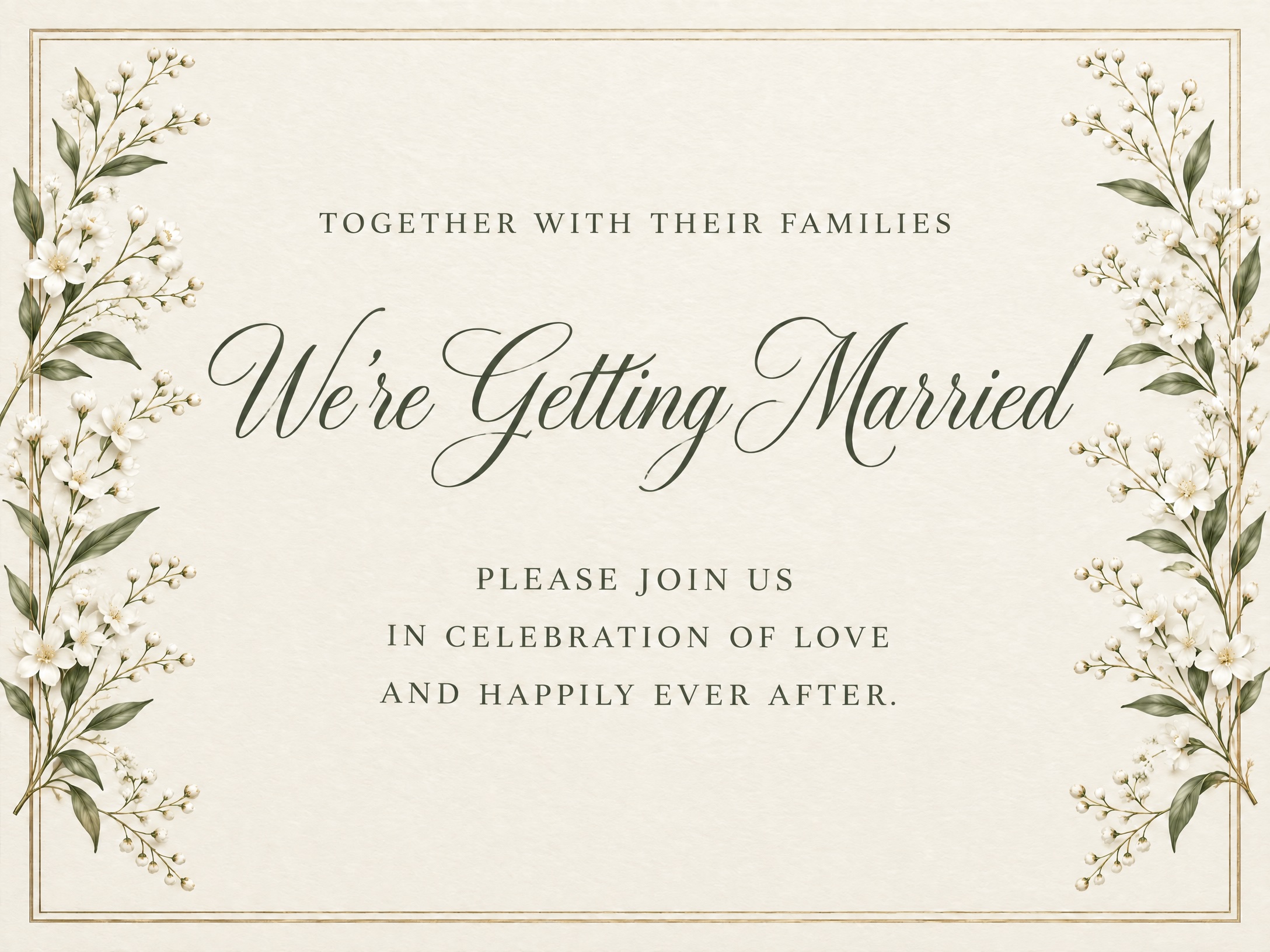 We're Getting Married — Wedding Invitation, Botanical, Cream, Floral, Traditional, Classic
