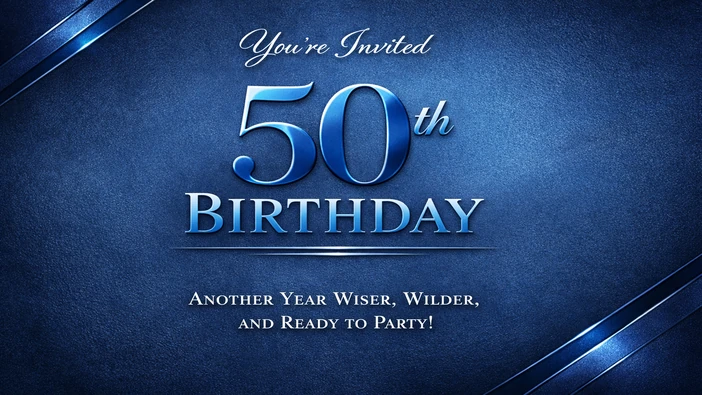 50th Birthday Celebration — Fifty, 50th, Blue Denim