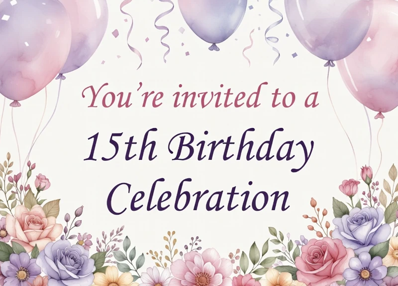 Flowery 15 — 15th Birthday, Fifteenth, Flowers