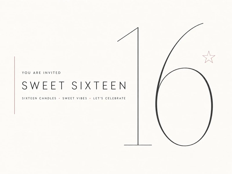 Minimalist Vibes — Sweet 16, Sharp, Black and White, Minimalist