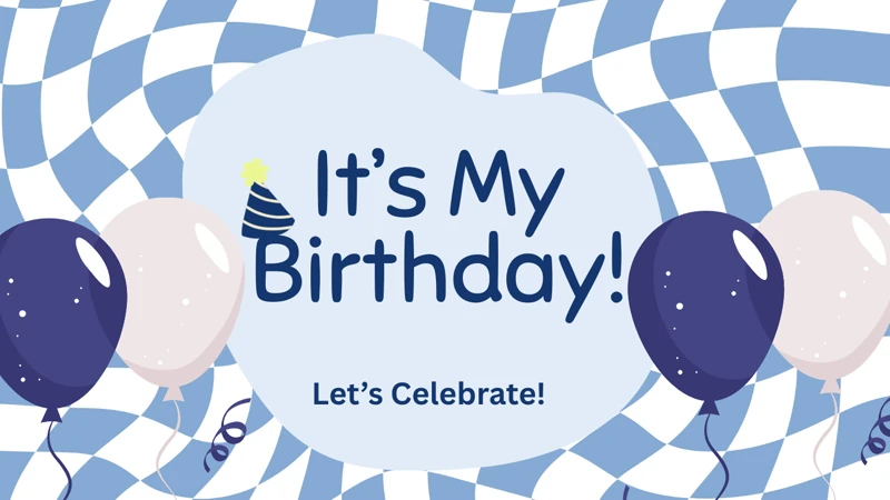 Party Checkers — Balloons, Blue, Boy, Checkered