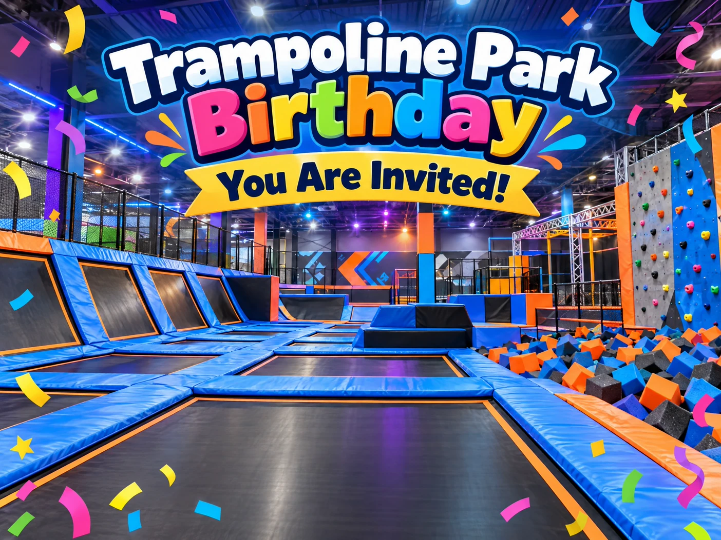 Jumpy Place Birthday Invite — Trampoline Park Birthday, Bounce House Birthday, Jump