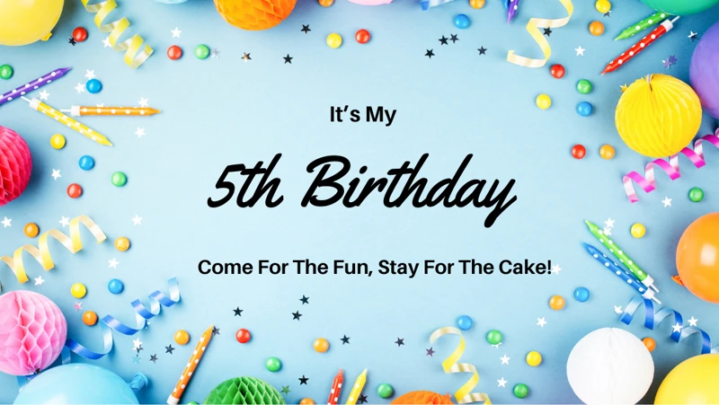 Stay For The Fun — Fifth, 5th Birthday, Five, Blue, Confetti