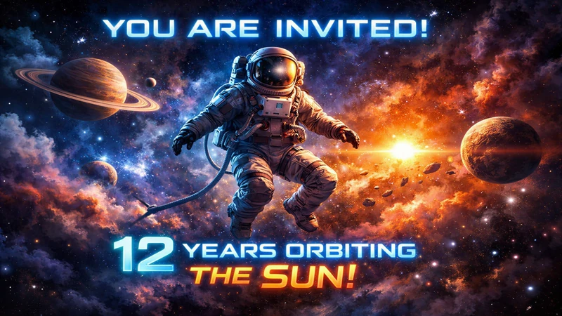 12 Years Orbiting The Sun — Space, 12th Birthday, Twelve, Twelfth, Astronaut