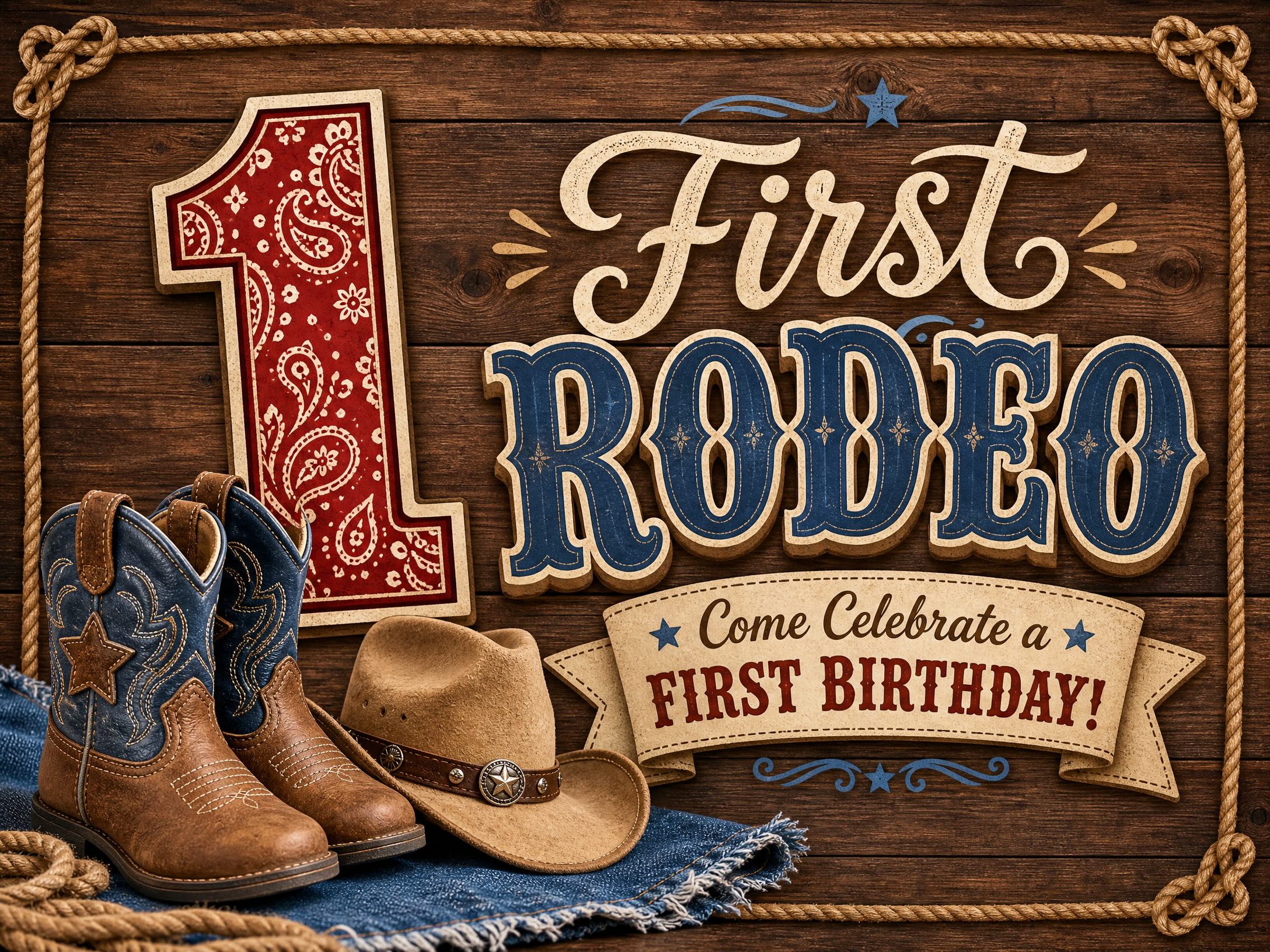 First Rodeo — First Birthday, 1st, Texas, Cowboy Boots, Rodeo