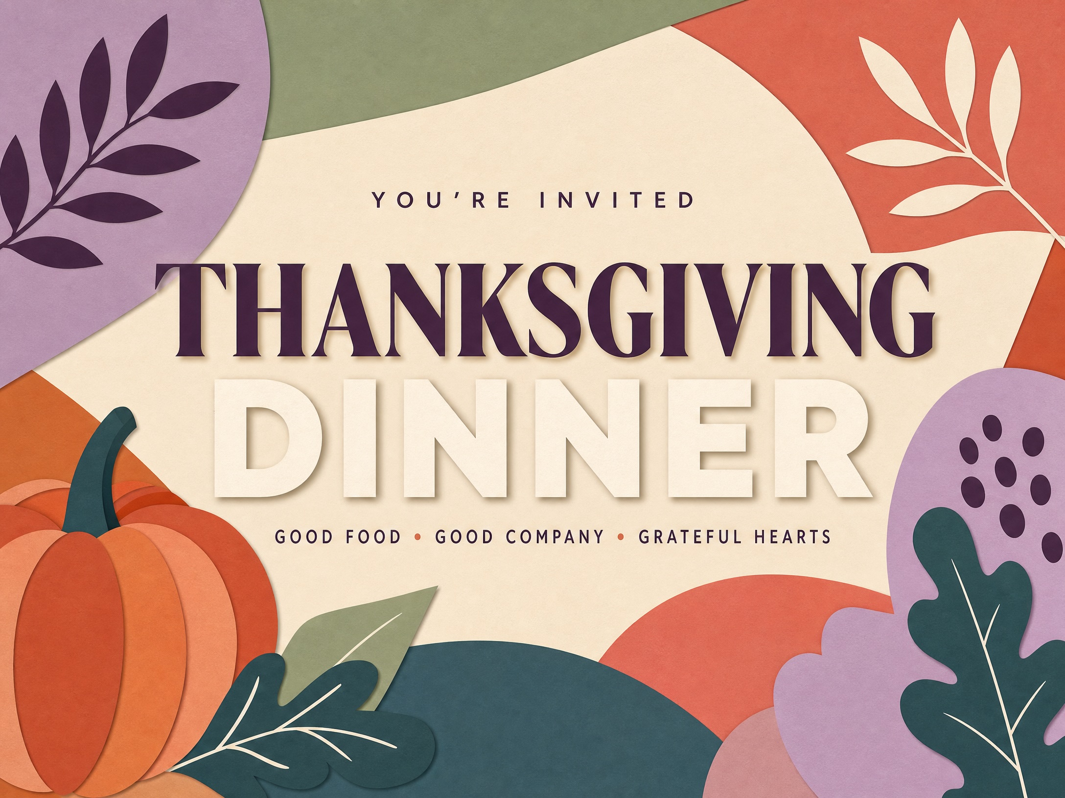 Grateful Hearts — Thanksgiving, Dinner, Invite