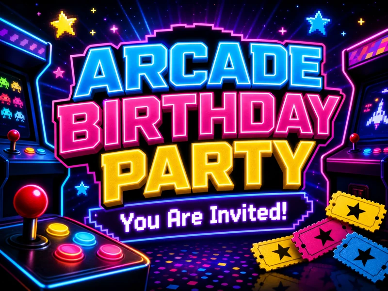 Arcade Birthday Party Invitation — Arcade Birthday, Games, Indoor Birthday Party