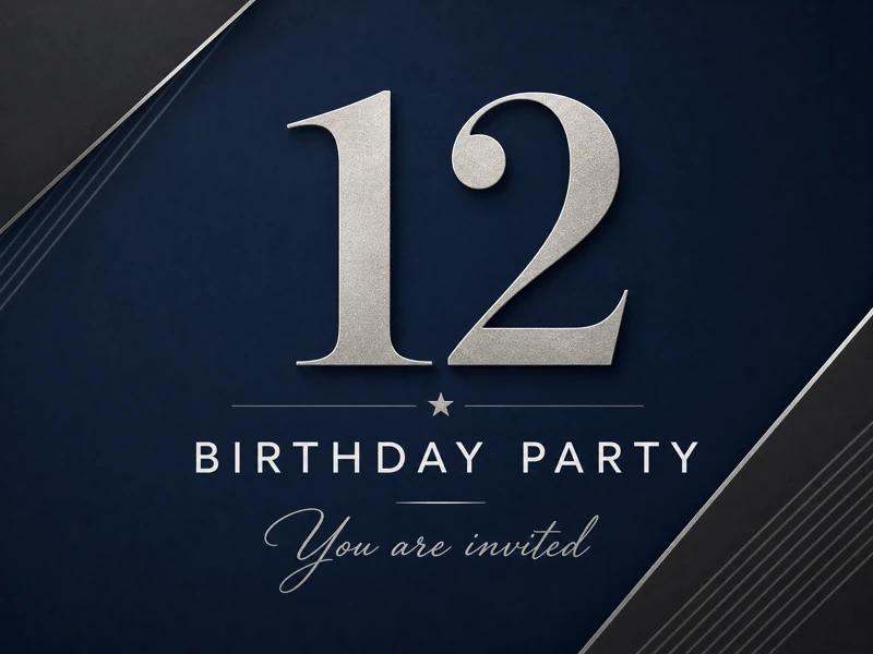 Simply Blue — 12th Birthday, Minimalistic, Navy, Silver
