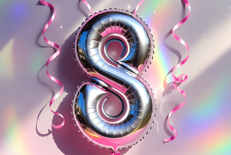 Simply 8 — 8th Birthday, Mylar Balloon