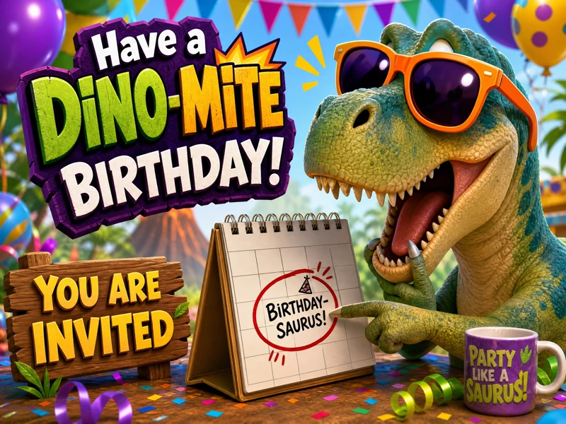 Dino-Mite Birthday — Funny, Dinosaur Birthday, Dinosaur
