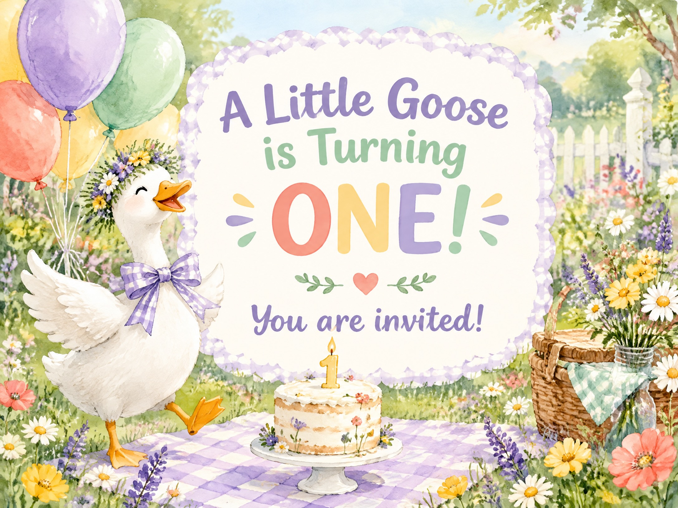 A Little Goose Is Turning One — One Silly Goose, First Birthday, 1st Birthday, Picnic