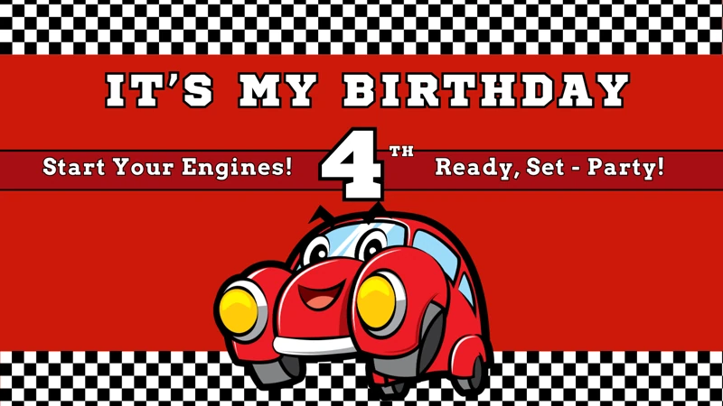 Ready, Set, Party! — Race Car, Cars, Red Car, 4th Birthday, Fourth
