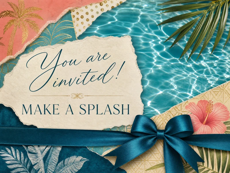 Invited To A Pool Party — Pool Party, Palm Branch, Collage