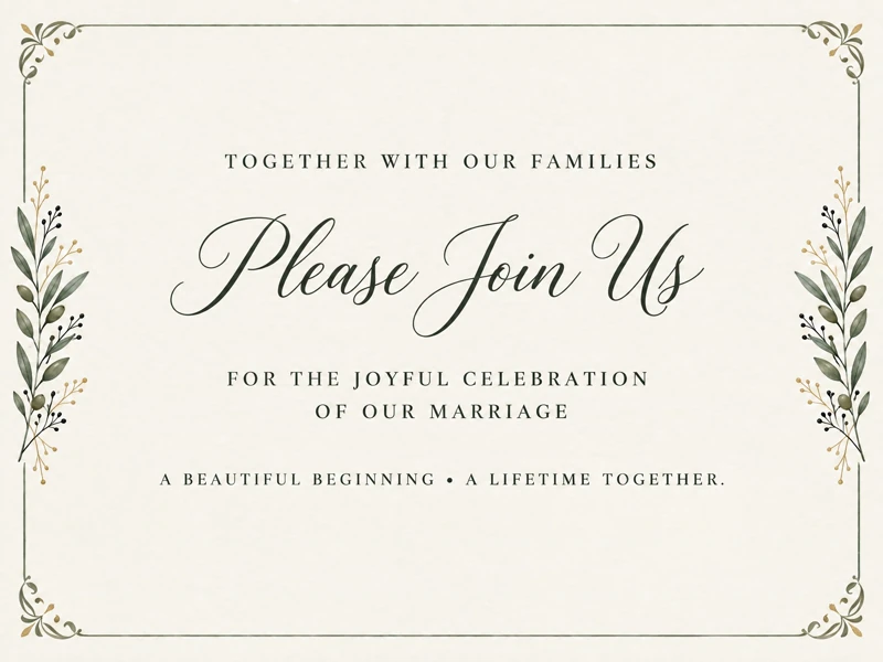 Together With Families — Wedding Invitation, Digital, Paper, Floral Traditional, Classic