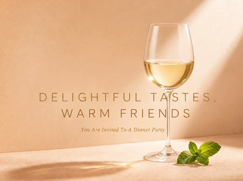 Warm Friends — Dinner Party, White Wine, Invitation