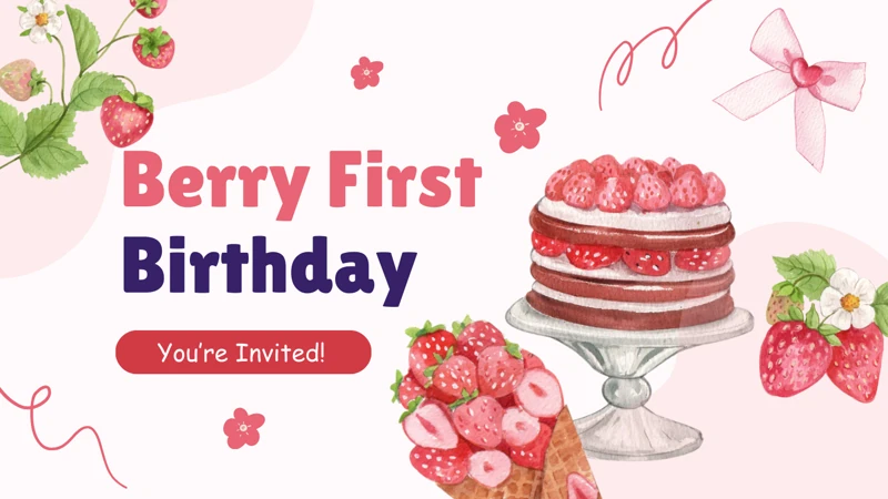 Berry First Birthday — Berry, Strawberry, First Birthday, 1st