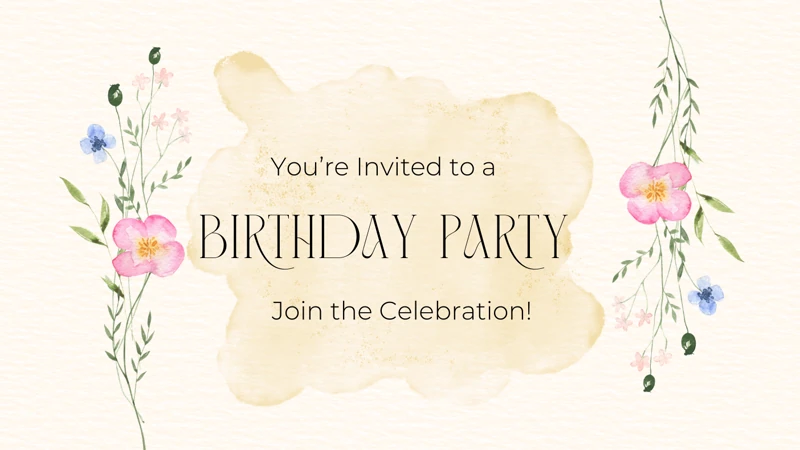 Join The Celebration! — Watercolors, Flowers, Paper, Minimalistic