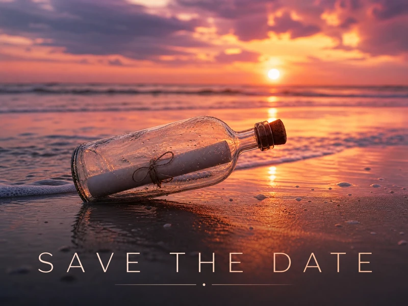 Save The Date Message In a Bottle — Save The Date Invitations, Sea, Beach