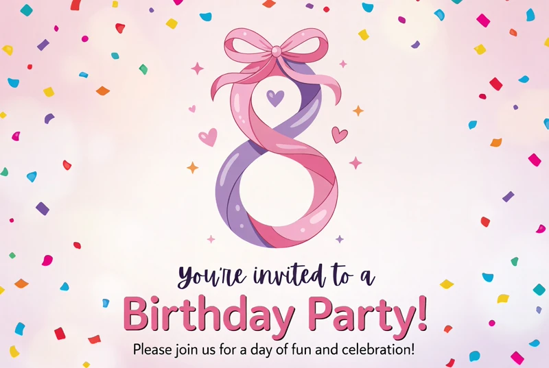 Pretty With A Bow — 8th Birthday, Pink