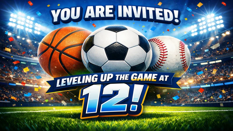 Game Start — 12th Birthday, Twelve, Twelfth, Sports, Soccer Birthday, Ball