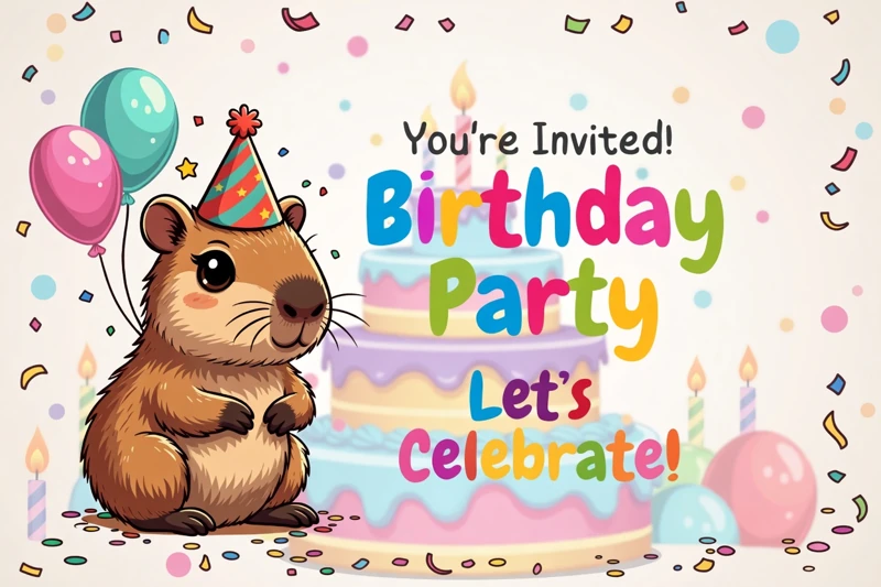 Capybara Fun — Capybara Birthday, Capybara Invitation, Cake