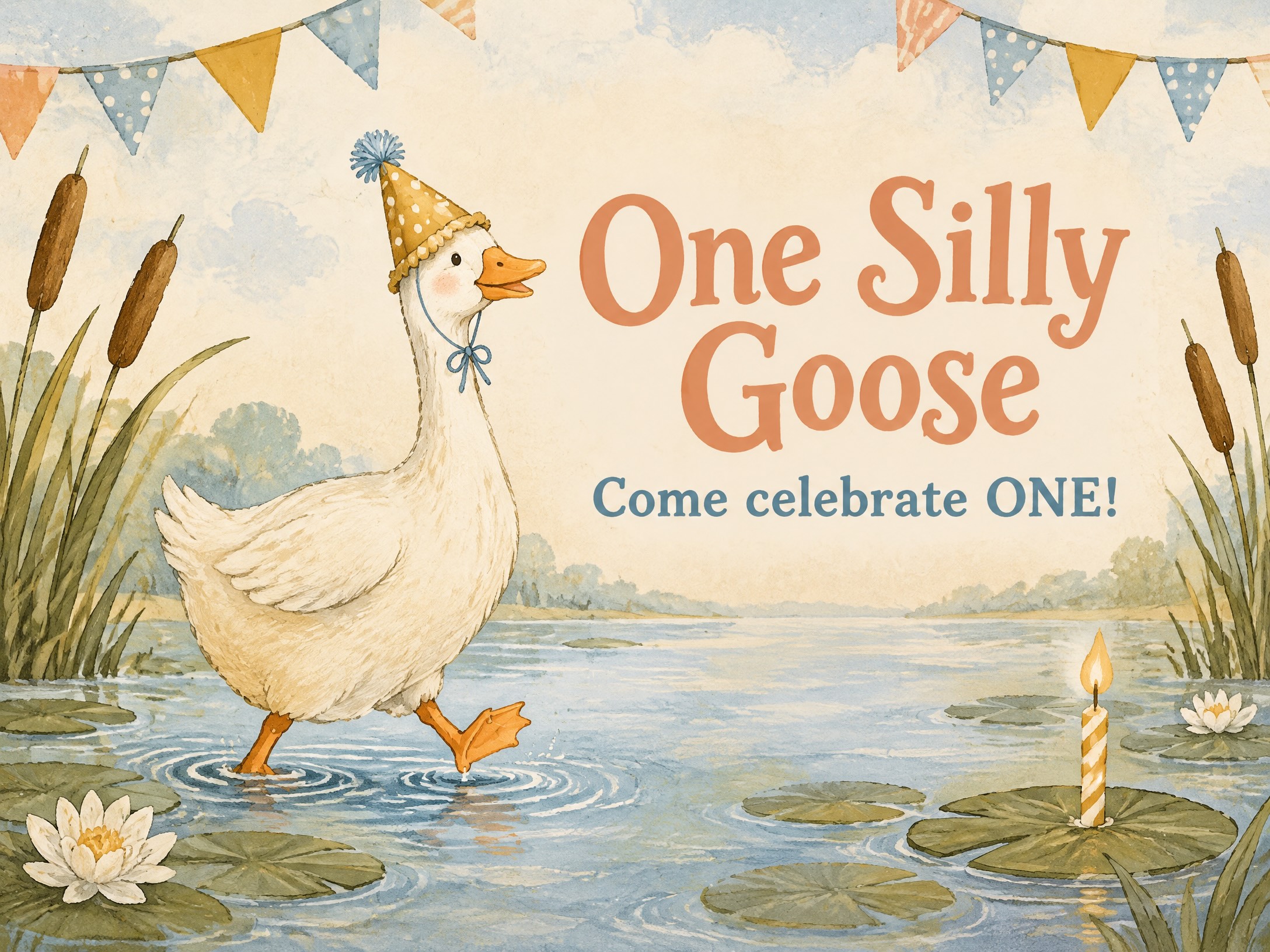 One Silly Goose Invitation — One Silly Goose, First Birthday, 1st Birthday, Classic