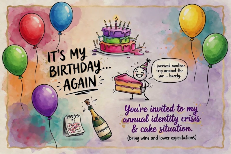 Annual Identity Crisis — Funny, Watercolor, Balloons