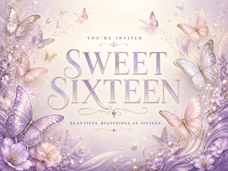 Elegant As A Butterfly — Purple, Butterfly, Sweet 16