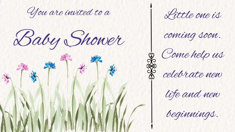 New Life New Beginning — Baby Shower, Calligraphy, Watercolor, Paper