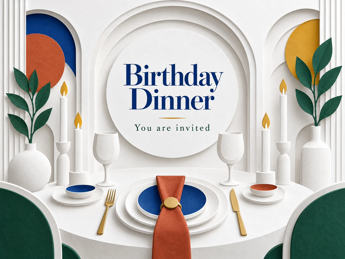 In Style — Birthday Dinner, Digital Invitation, Shadow Box Art