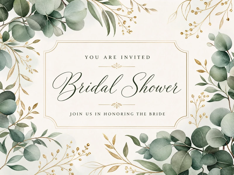 Honoring The Bride Invite — Bridal Shower, Invitation, Greens, Floral