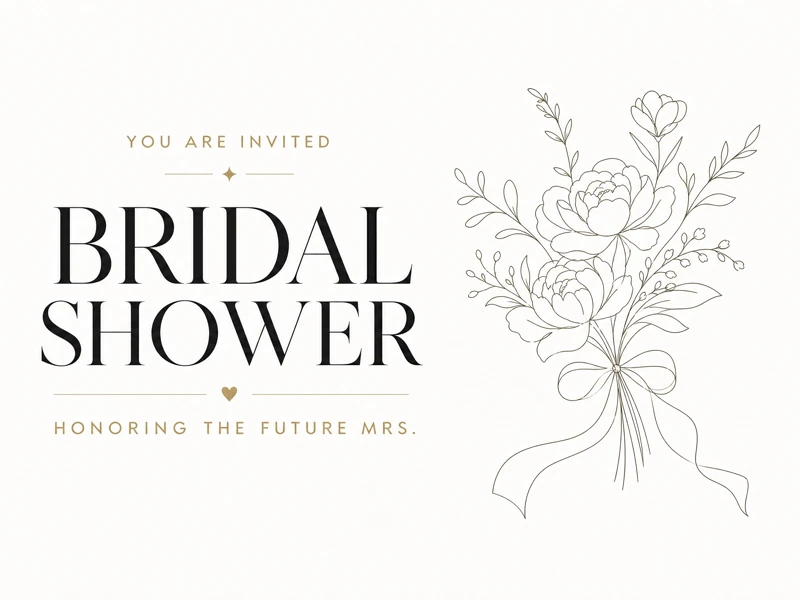 Black and White — Bridal Shower, Invitation, Minimalistic