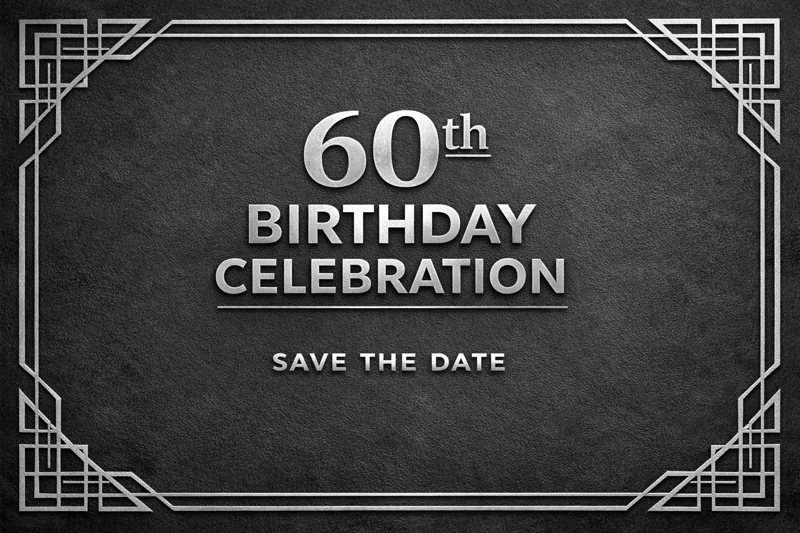 Save the Date for 60th Celebration — 60th Birthday, Sixty, Sixtieth