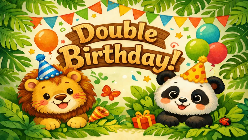 Double Fun — Double Birthday Party, 2 Kids, Combined Birthday, Joint Birthday