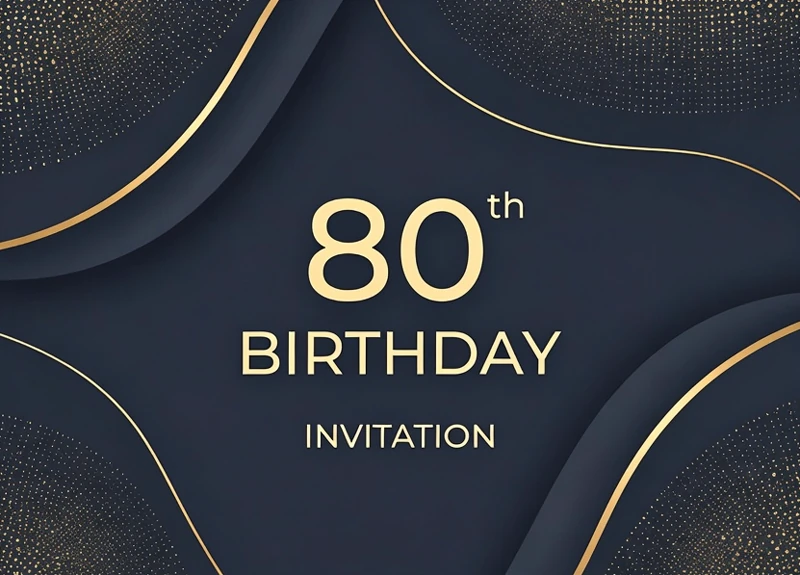 Milestone Celebration — 80th Birthday, Eighty, Black and Gold