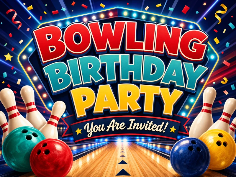 Bowling Birthday Party Invitation — Bowling Birthday, Pins, Indoor Birthday