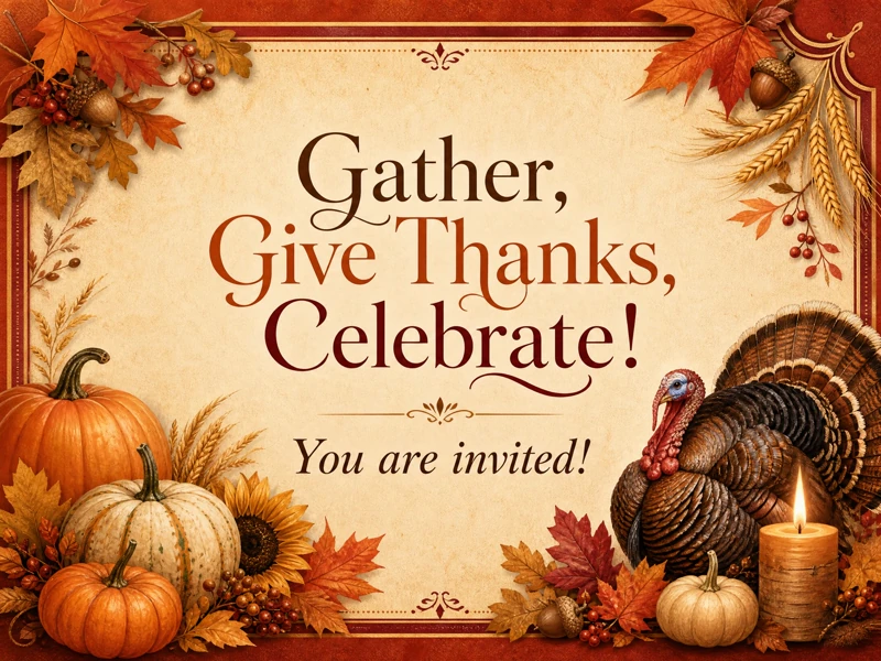 Give Thanks — Thanksgiving, Invitation, Thanksgiving Dinner, Turkey