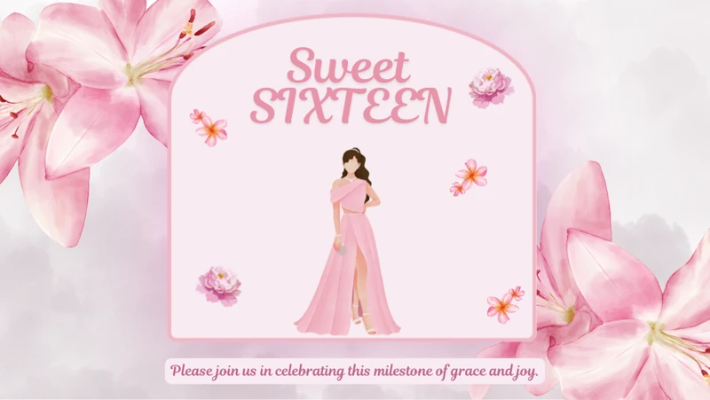 Sweet 16 — Sweet Sixteen, Pink, Flowers, Lilly, 16th Birthday