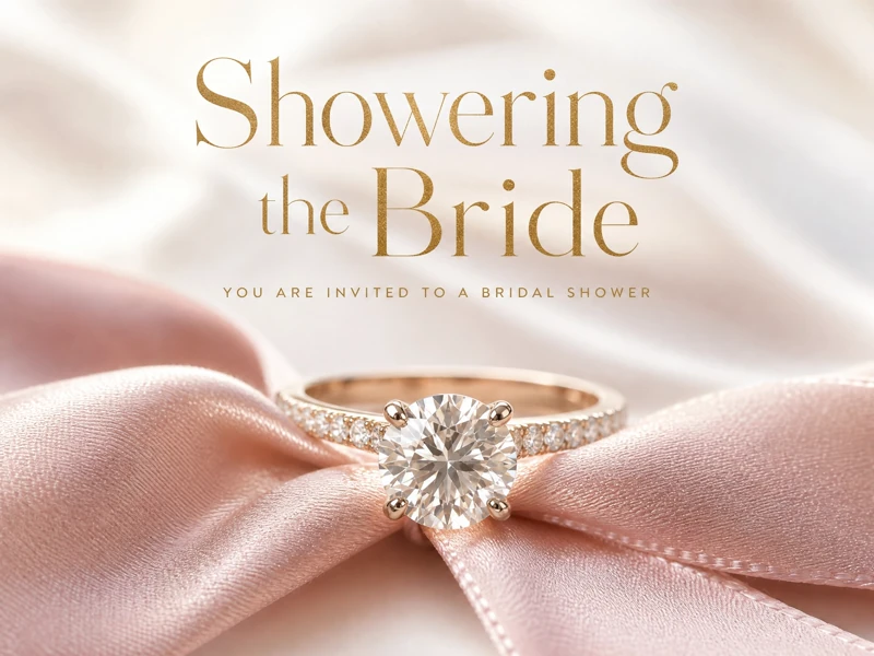 Showering The Bride — Bridal Shower, Minimalistic, Ring, Diamond, Bridal Shower Invitation