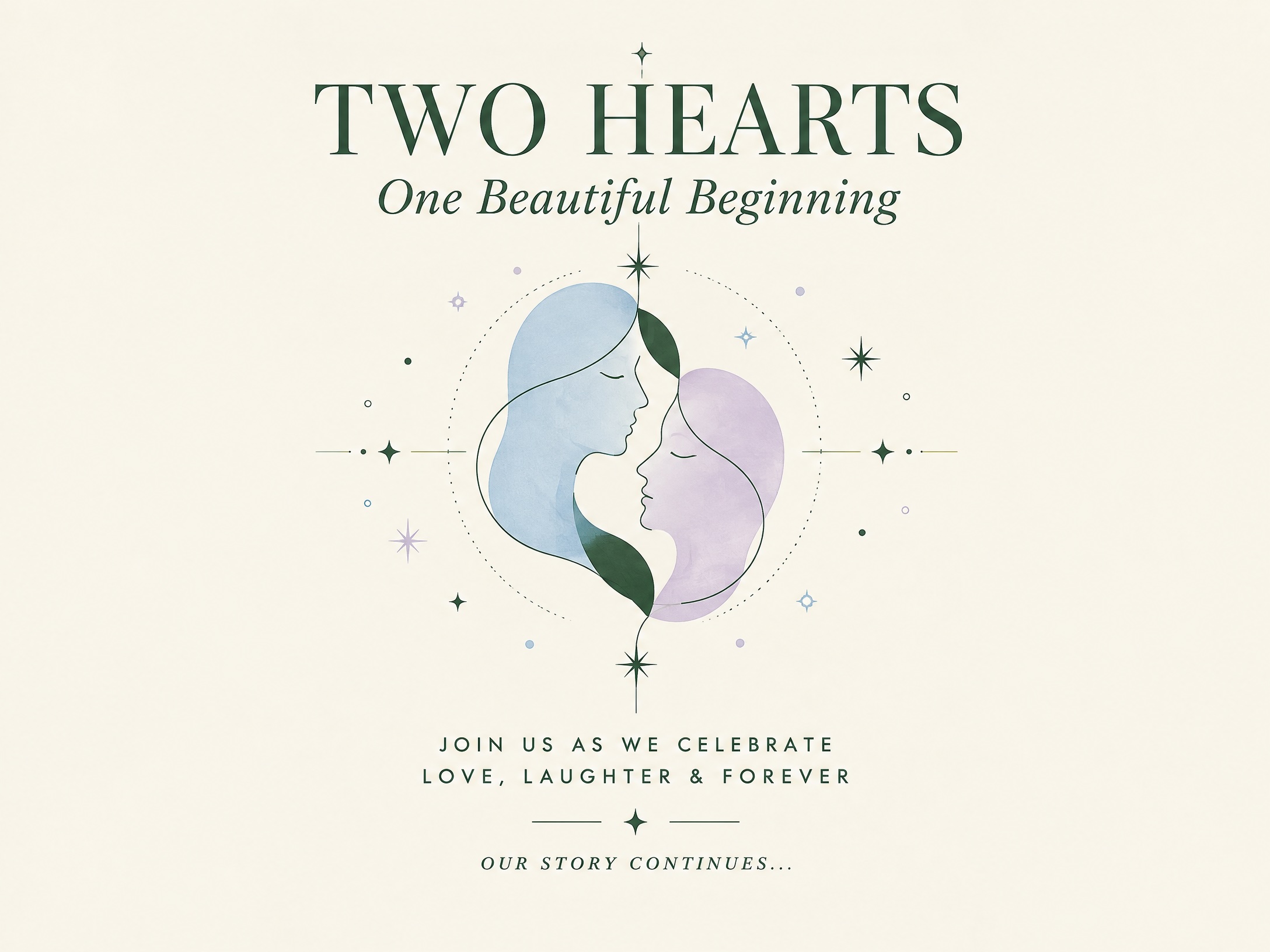 Love, Laughter and Forever — Wedding Invitation, Two Hears, Paper