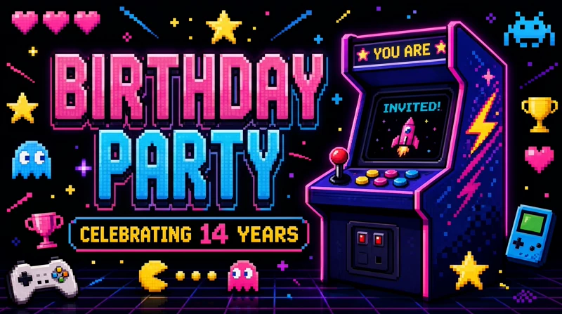 Arcade Night — 14th Birthday, Arcade Birthday, Retro