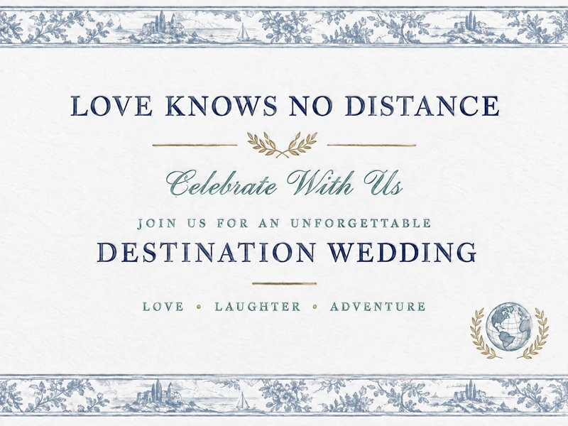 Love Knows No Distance — Destination Wedding, Invitation, Paper