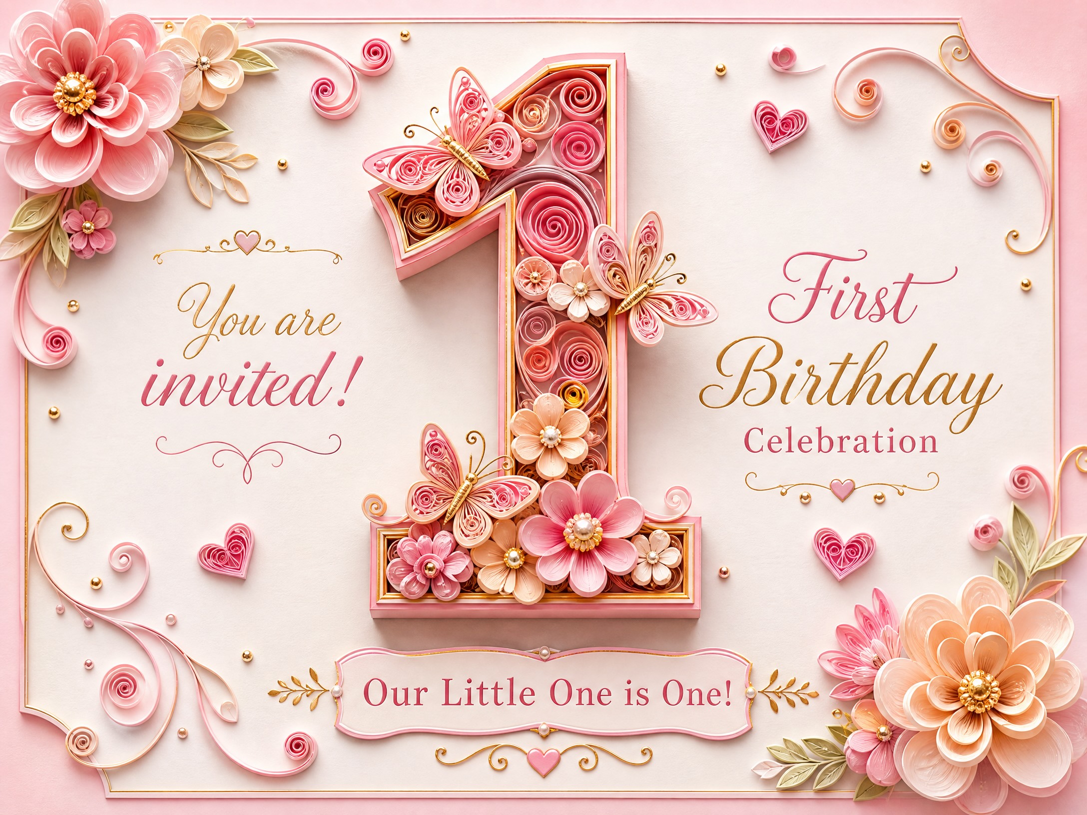 First Birthday — 1st Birthday, Pink, One, First Birthday, Flowers