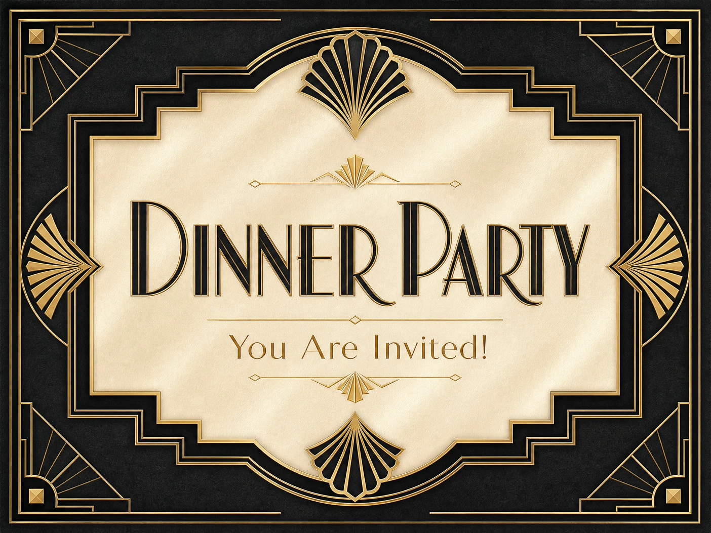 Dinner In Art Deco — Black And White, Art Deco, Dinner Party