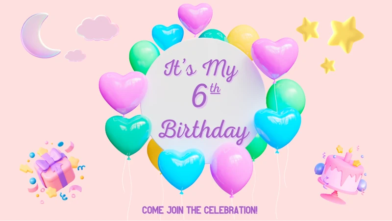 Candy Land for My 6th Birthday — Six, Sixth, 6th Birthday, Candy, Clay, Pink, Hearts, Colorful