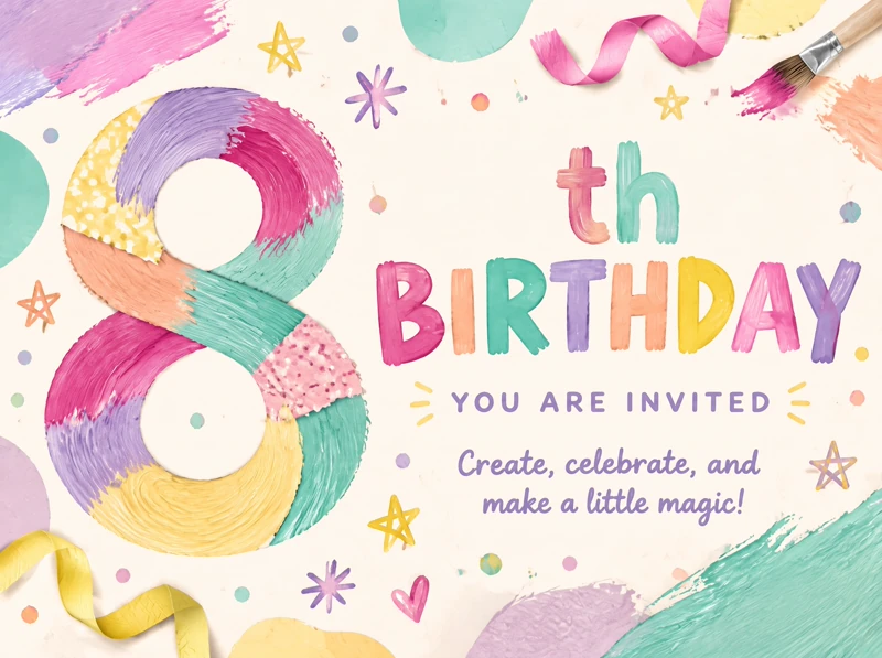 Create And Celebrate — 8th Birthday, Painting, Brushes, Colorful, Art