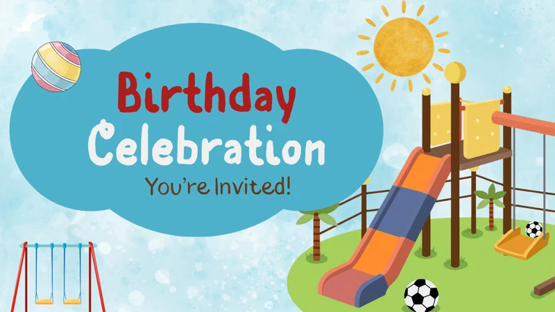 Playground Celebration — Playground Birthday, Park, Slide, Swing