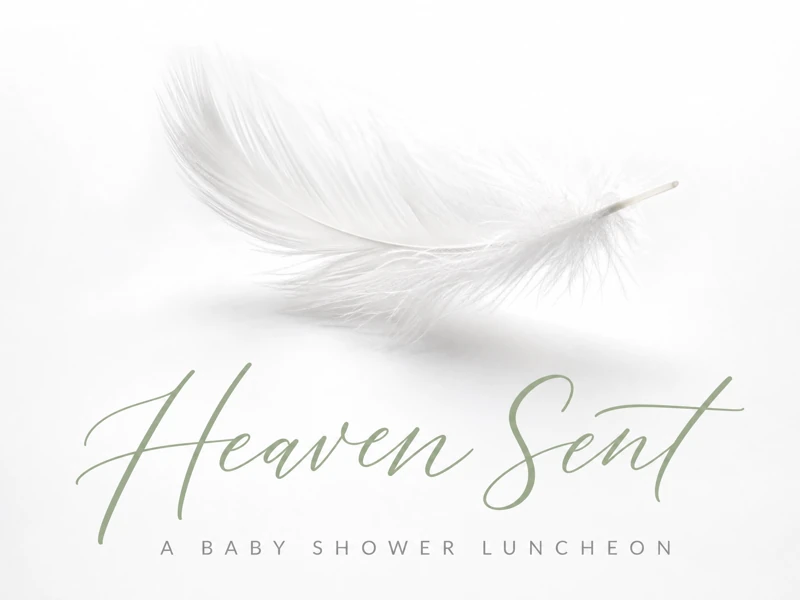 Heaven Sent — Baby Shower Invitation, Minimalistic, White Feather